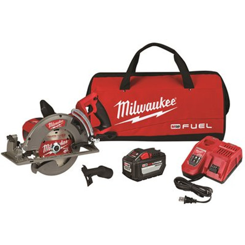 Milwaukee M18 FUEL 18V 7-1/4 in. Lithium-Ion Cordless Rear Handle Circular Saw Kit with 12.0 Ah Battery and Rapid Charger