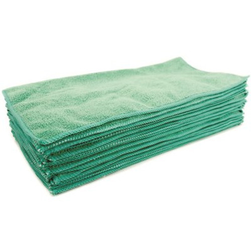 Renown 16 in. x 16 in. Premium Microfiber Cleaning Cloth in Green (12-Pack)