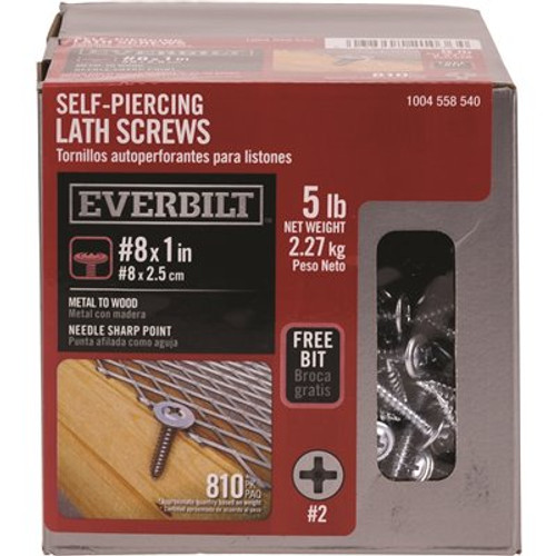 Everbilt #8 x 1 in. Self Piercing Lath Screw 5 lbs.-Box (810-Piece)