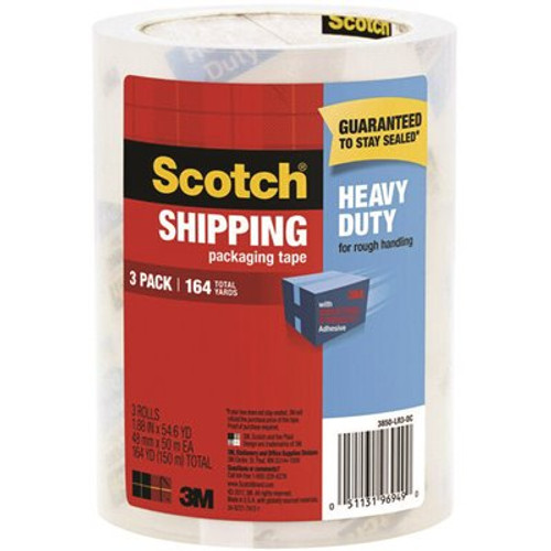 Scotch 1.88 in. x 54.6 yds. Heavy Duty Shipping Packaging Tape (3-Pack) (Case of 4)