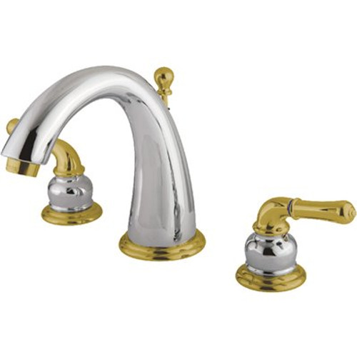 Kingston Brass Modern 8 in. Widespread 2-Handle Bathroom Faucet in Chrome and Polished Brass