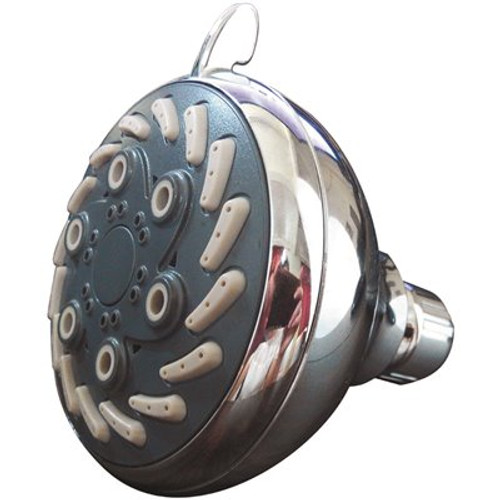 Lodging Star 6-Spray 3.5 in. Single Wall Mount Fixed Adjustable Shower Head in Chrome