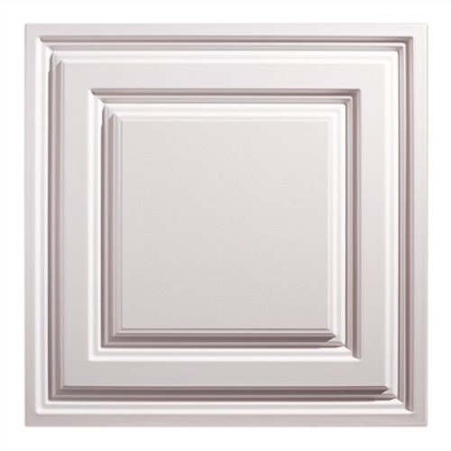 GENESIS 23.75in. X 23.75in. Icon Relief Lay In Vinyl White Ceiling Panel (Case of 12)