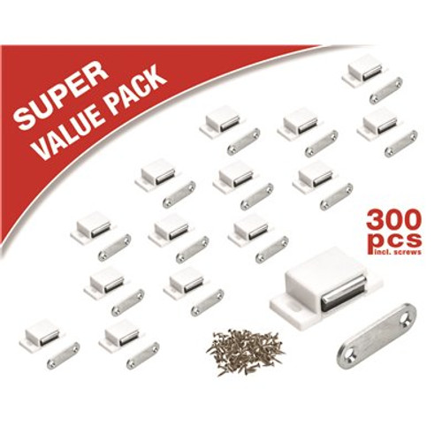 Everbilt 11 lbs. White Magnetic Door Catch with Counter Plate (300-Pack)