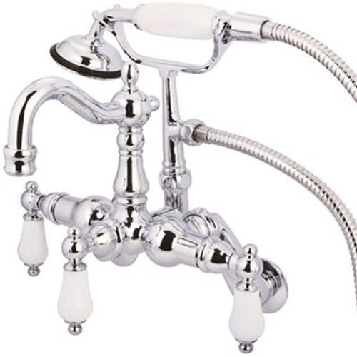 Kingston Brass Victorian Adjustable Center 3-Handle Claw Foot Tub Faucet with Handshower in Chrome