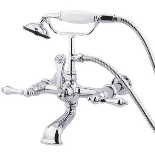 Kingston Brass Vintage 7 in. Center 3-Handle Claw Foot Tub Faucet with Handshower in Chrome