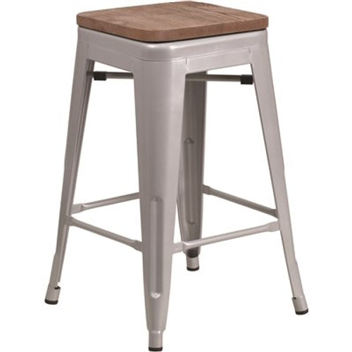 Flash Furniture 24 in. Silver Bar Stool Flash Furniture 24 in. Silver Bar Stool