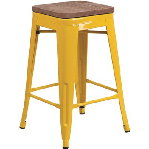 Flash Furniture 24 in. Yellow Bar Stool Flash Furniture 24 in. Yellow Bar Stool