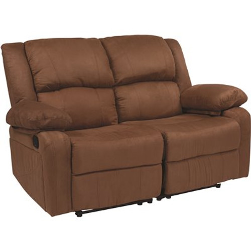 Carnegy Avenue 56 in. Chocolate Brown Faux Leather 2-Seater Reclining Loveseat with Flared Arms