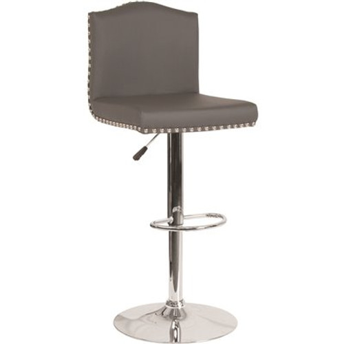 Carnegy Avenue 32.5 in. Adjustable Height Gray Leather Bar Stool Carnegy Avenue 32.5 in. Adjustable Height Gray Leather Bar Stool