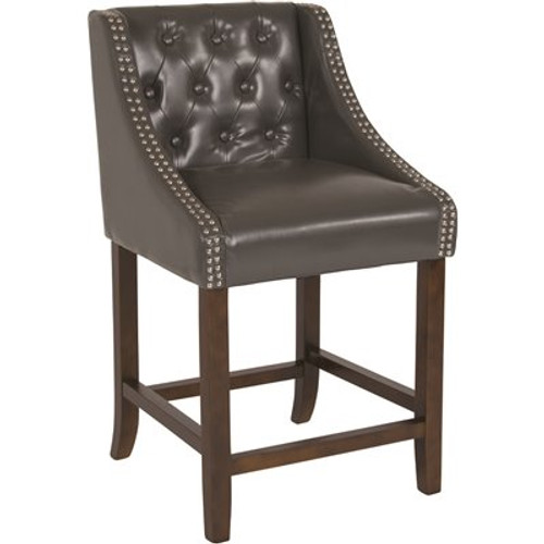 Carnegy Avenue 24 in. Dark Gray Leather Bar Stool Carnegy Avenue 24 in. Dark Gray Leather Bar Stool