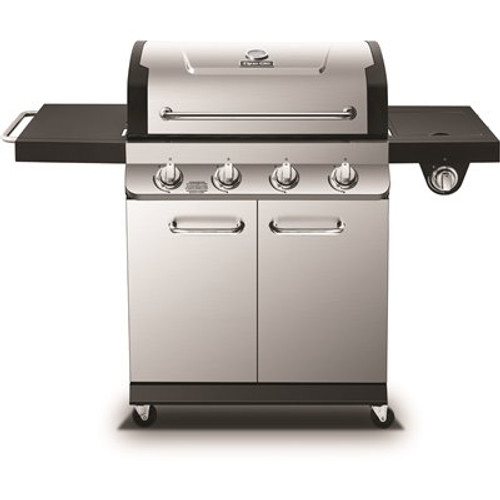 Dyna-Glo Premier 4-Burner Propane Gas Grill in Stainless Steel with Side Burner