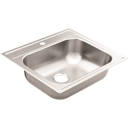 MOEN 2000 Series Stainless Steel 25 in. 1-Hole Single Bowl Drop-In Kitchen Sink with 7 in. Depth and Rear Drain Hole