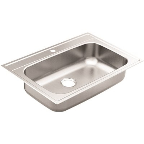 MOEN 1800 Series Stainless Steel 33 in. 1-Hole Single Bowl Drop-In Kitchen Sink