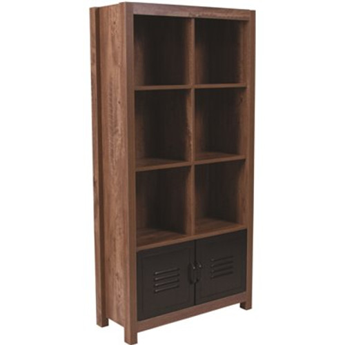 Carnegy Avenue 59.5 in. Crosscut Oak Wood 7-shelf Standard Bookcase with Doors