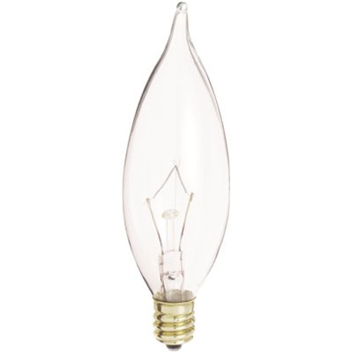 Satco 60-Watt CA10 Candelabra Base Flame Dimmable Incandescent Light Bulb (25-Pack)