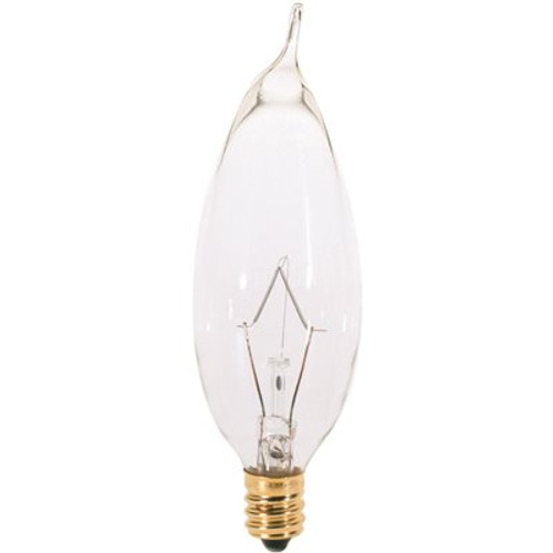 Satco 25-Watt CA8 Candelabra Base Flame Dimmable Incandescent Light Bulb (25-Pack)
