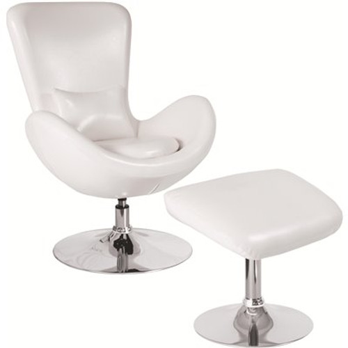 Carnegy Avenue White Leather Chair and Ottoman Set