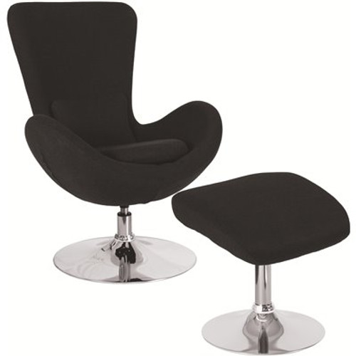 Carnegy Avenue Black Fabric Chair and Ottoman Set
