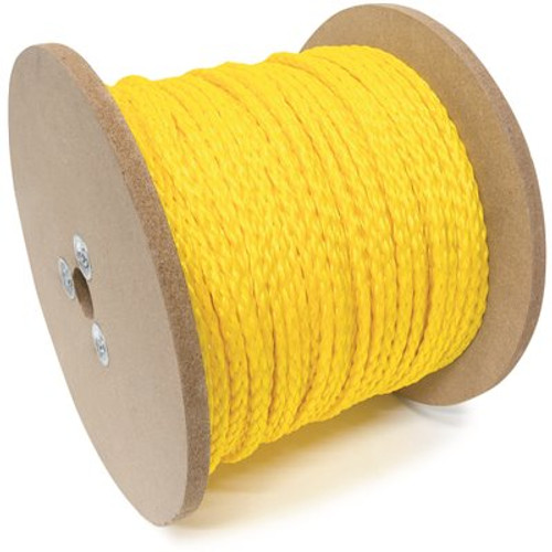 KingCord 1/4 in. x 1,000 ft. Polypropylene Hollow Core Braided Barrier Rope, Yellow