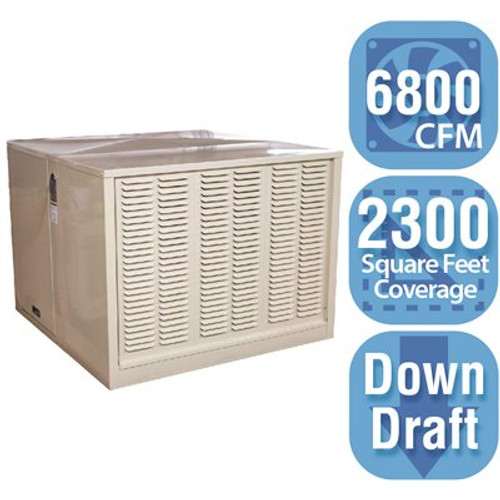 Hessaire 6,800 CFM Down-Draft Rigid Roof/Side Evaporative Cooler (Swamp Cooler) for 2,300 sq. ft. (Motor Not Included)