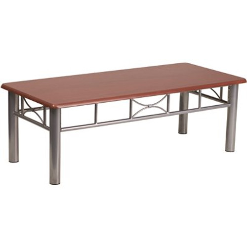 Flash Furniture 46 in. Mahogany/Gray Large Rectangle Wood Coffee Table