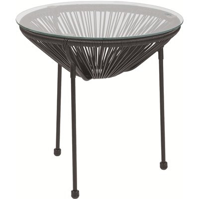 Carnegy Avenue 20 in. Black Small Round Glass Coffee Table with Storage