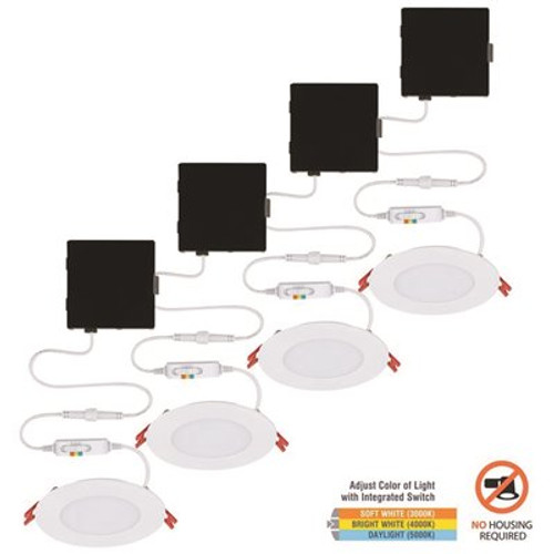 Ultra Slim 4 in. Color Selectable New Construction and Remodel Canless Recessed Integrated LED Kit (4-Pack)