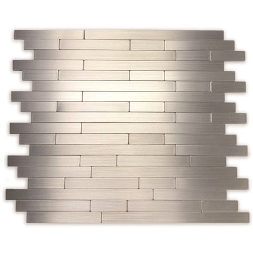 DIP Design Is Personal DIP Mini Silver Subway 10.75 in. x 13 in. Self-Adhesive PVC Aluminum Tile Backsplash (10-Pack) DIP Design Is Personal DIP Mini Silver Subway 10.75 in. x 13 in. Self-Adhesive PVC Aluminum Tile Backsplash (10-Pack)