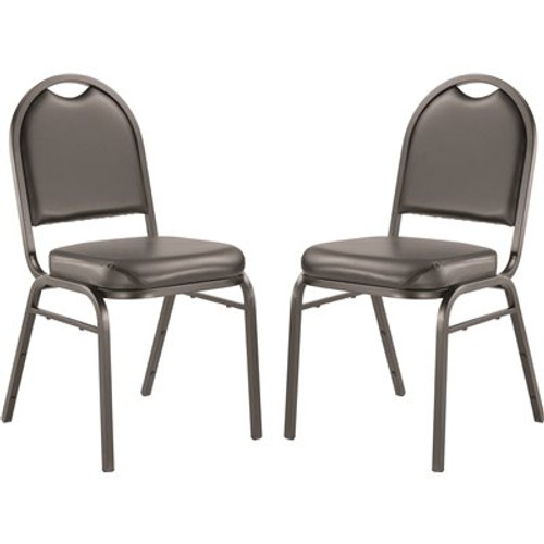 National Public Seating 9200 Series Premium Panther Black Seat/Black Sandtex Frame Vinyl Upholstered Stack Chair (Pack of 2)