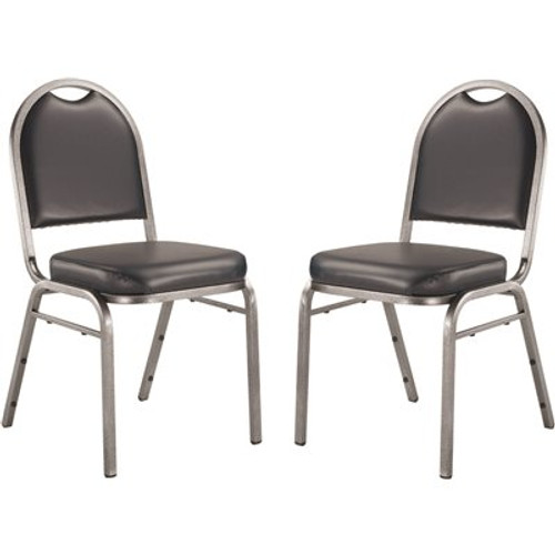 National Public Seating 9200-Series Midnight Blue Seat/Silver Vein Frame Premium Vinyl Upholstered Stack Chair (Pack of 2)