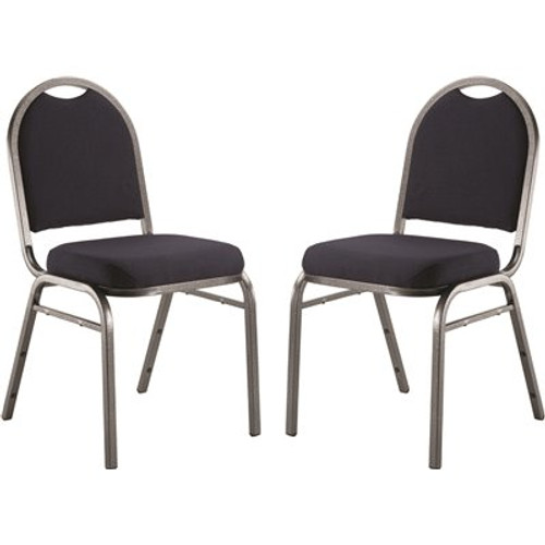 National Public Seating 9200-Series Midnight Blue Seat/Silver Vein Frame Premium Fabric Upholstered Stack Chair (Pack of 2)
