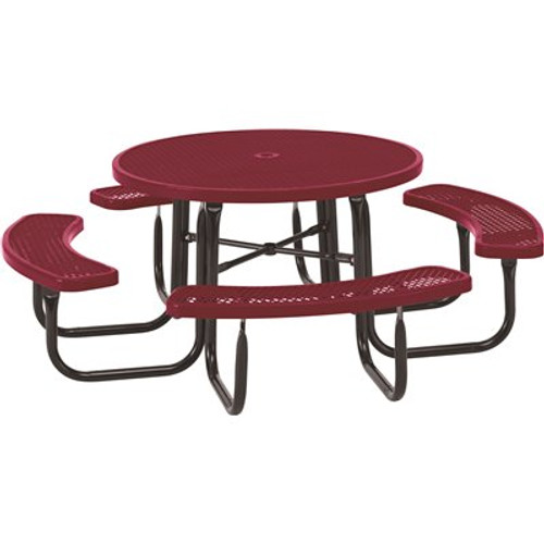 Everest 46 in. Burgundy Round Picnic Table