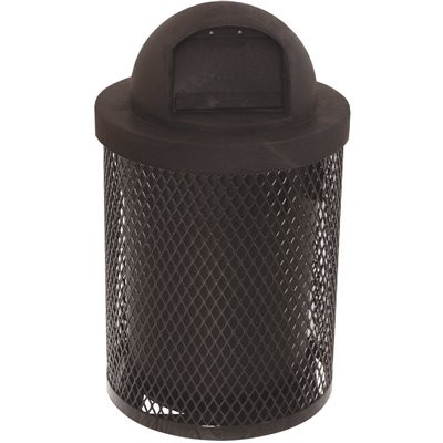 Everest 32 Gal. Black Trash Receptacle with Plastic Dome Top