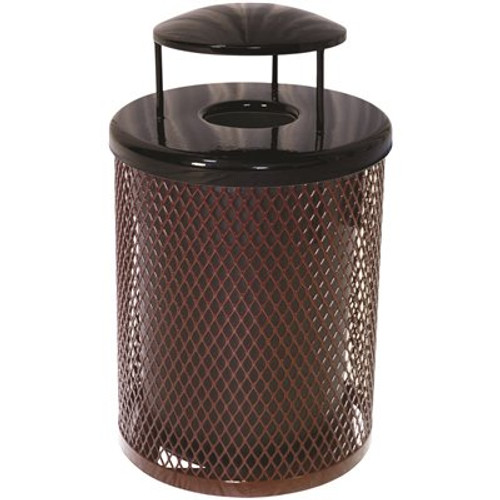 Everest 32 Gal. Brown Trash Receptacle with Rain Bonnet