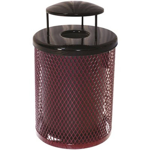 Everest 55 Gal. Burgundy Trash Receptacle with Rain Bonnet