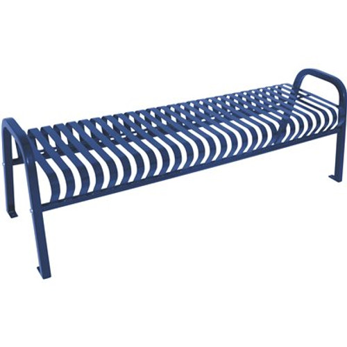 Plaza 4 ft. Blue Steel Strap Bench without Back
