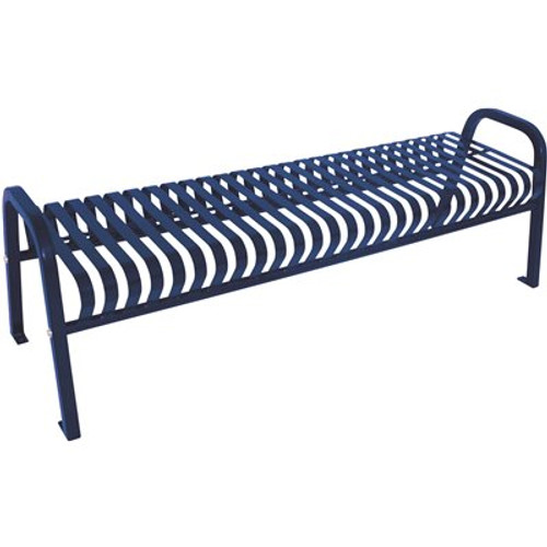 Plaza 8 ft. Ultra Blue Steel Strap Bench without Back