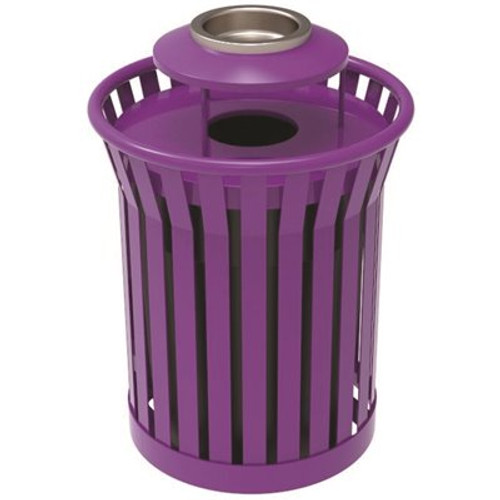 Plaza 36 Gal. Purple Steel Strap Trash Receptacle with Ash Urn Plaza 36 Gal. Purple Steel Strap Trash Receptacle with Ash Urn