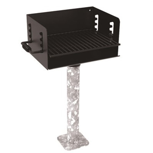300 sq. in. ADA Rotating Commercial Pedestal Grill with Surface Mount Post in Black