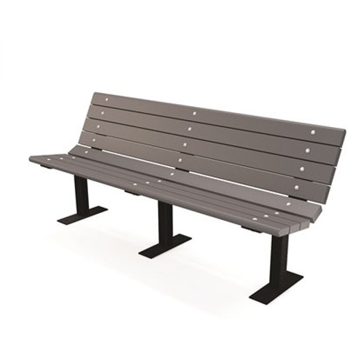 Contour 6 ft. Gray Surface Mount Recycled Plastic Bench