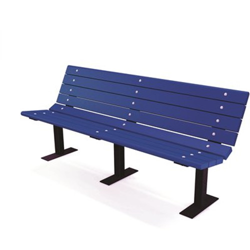 Contour 6 ft. Blue Surface Mount Recycled Plastic Bench
