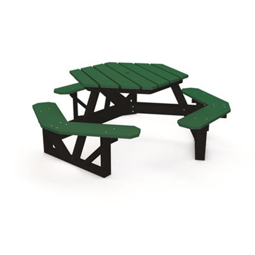 Hex 6 ft. Green Recycled Plastic Picnic Table