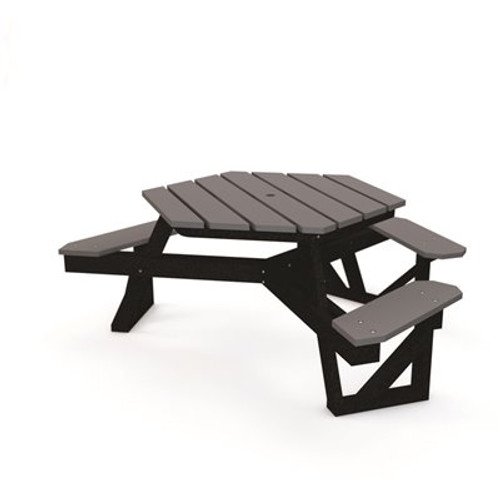 Hex 6 ft. Gray ADA Recycled Plastic Picnic Table