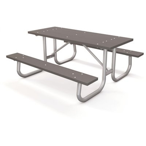 Galvanized Frame 6 ft. Gray Recycled Plastic Picnic Table
