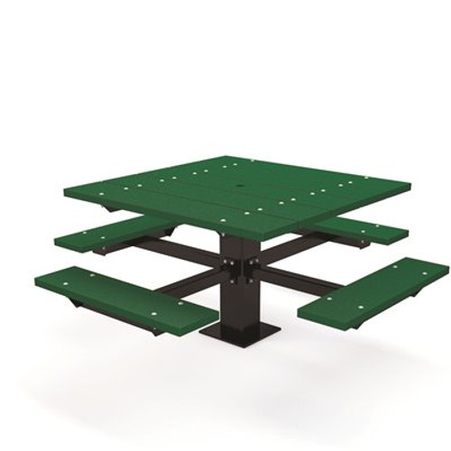 T-Table 4 ft. Green Surface Mount Square Recycled Plastic Picnic Table