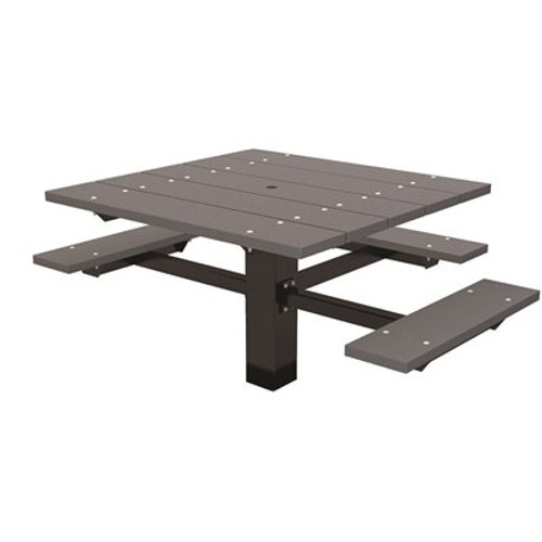 T-Table 4 ft. Gray In-Ground Mount ADA Square Recycled Plastic Picnic Table