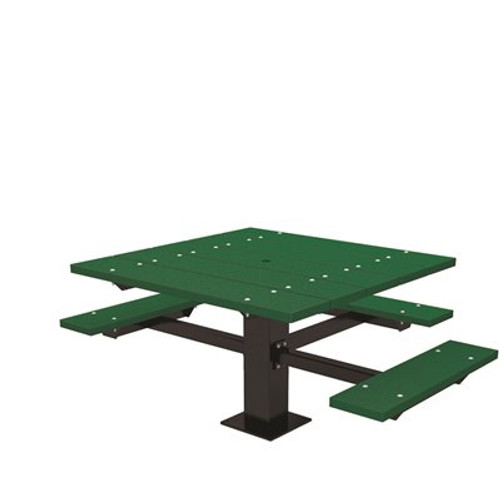 T-Table 4 ft. Green Surface Mount ADA Square Recycled Plastic Picnic Table