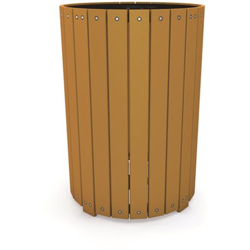 32 Gal. Round Cedar Recycled Plastic Trash Receptacle 32 Gal. Round Cedar Recycled Plastic Trash Receptacle