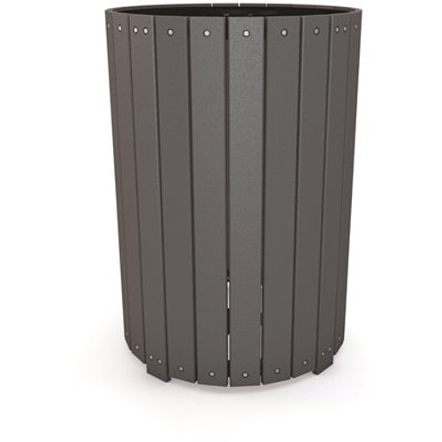 55 Gal. Round Gray Recycled Plastic Trash Receptacle